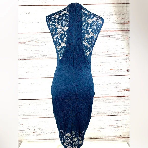 Windsor Navy Lace Bodycon Midi Dress Size M - Picture 10 of 11